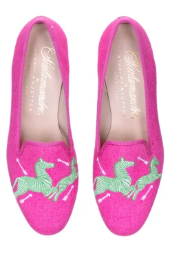 Zebras Fuchsia Linen Slipper (Men)<Stubbs & Wootton Discount